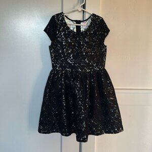 Justice Girl’s Size 10 Black Silver Dress Casual Formal Special Wear Lace EUC